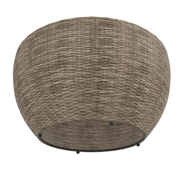 36 Inch Outdoor Coffee Table，Curved，Handwoven Resin Wicker，Beige Finish