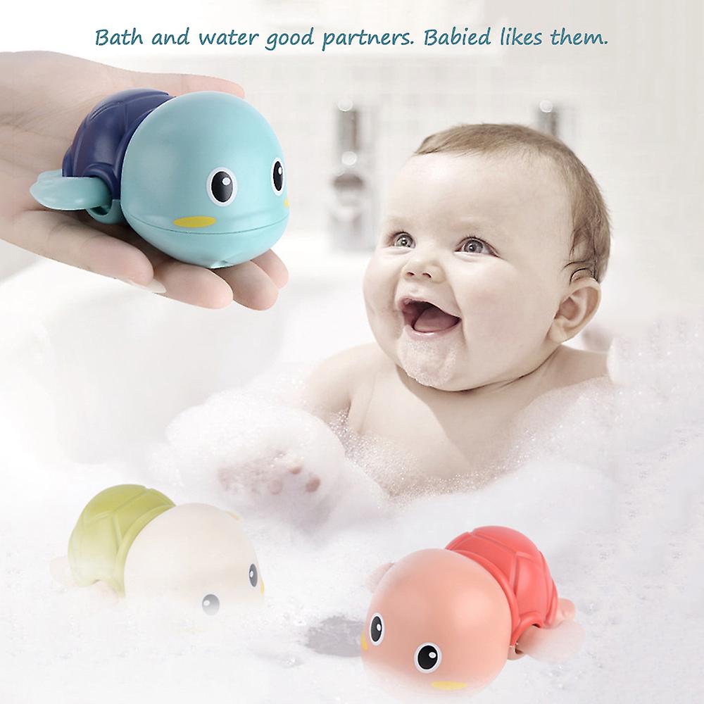 Douyin Explosion Baby Bathing Water Cool Swim Small Turtle Clockwork Animal Bathroom Play Water Children Toys Red Turtle Head Color Mixed Hair (opp Ba