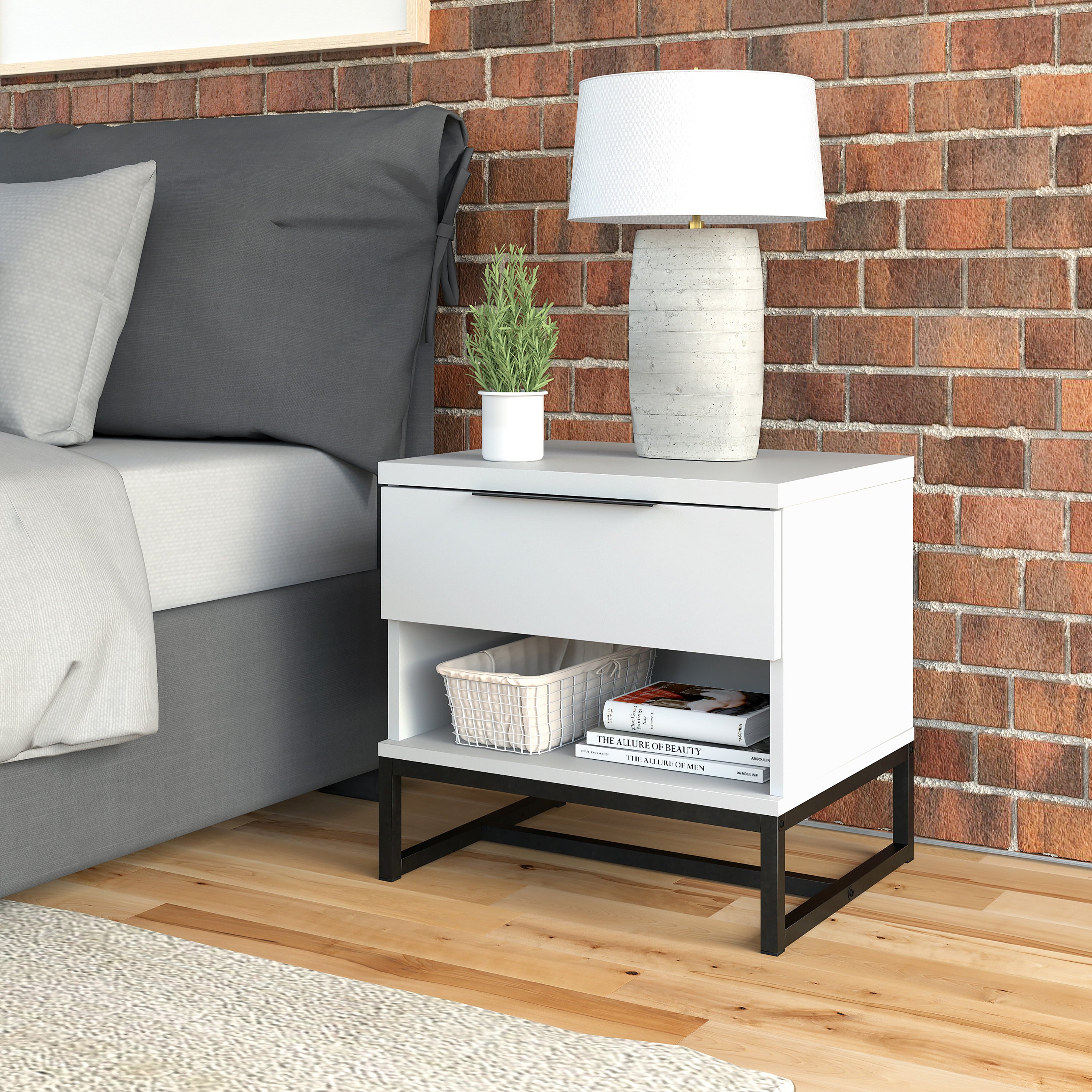 Boyd Sleep Catania Single Drawer Modern Nightstand, White