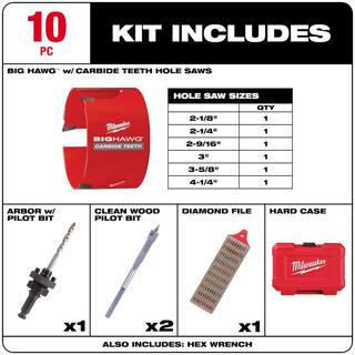 MW BIG HAWG Carbide Hole Saw Kit (10-Piece) 49-56-9290