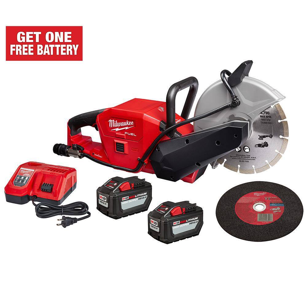 MW M18 FUEL ONE-KEY 18V Lithium-Ion Brushless Cordless 9 in. Cut Off Saw Kit W(2) 12.0Ah Batteries  Rapid Charger 2786-22HD