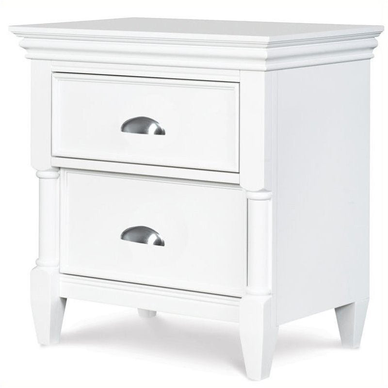 Home Square Set of 2 Nightstand with 2 Drawers in White