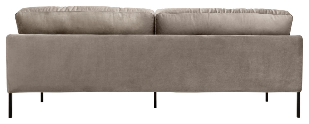 Michalina 84 quotFossil Gray Velvet Sofa with Black Metal Legs   Modern   Sofas   by Armen Living  Houzz