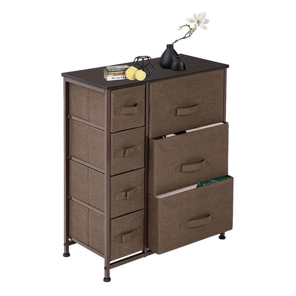 Dresser with 7 Drawers - Furniture Storage Tower Unit for Bedroom, Hallway, Closet, Office Organization - Steel Frame, Wood Top, Easy Pull Fabric Bins (Small)