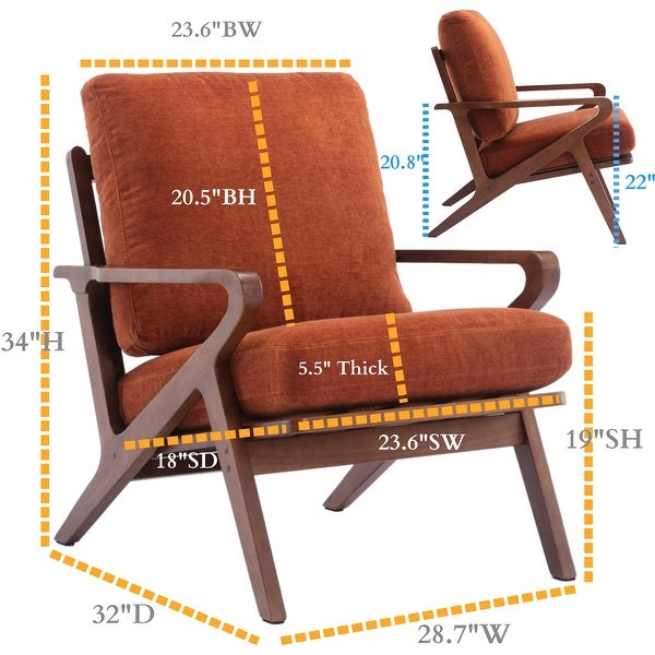 Upholstered Accent Lounge Leisure Chair with Solid Wood Frame