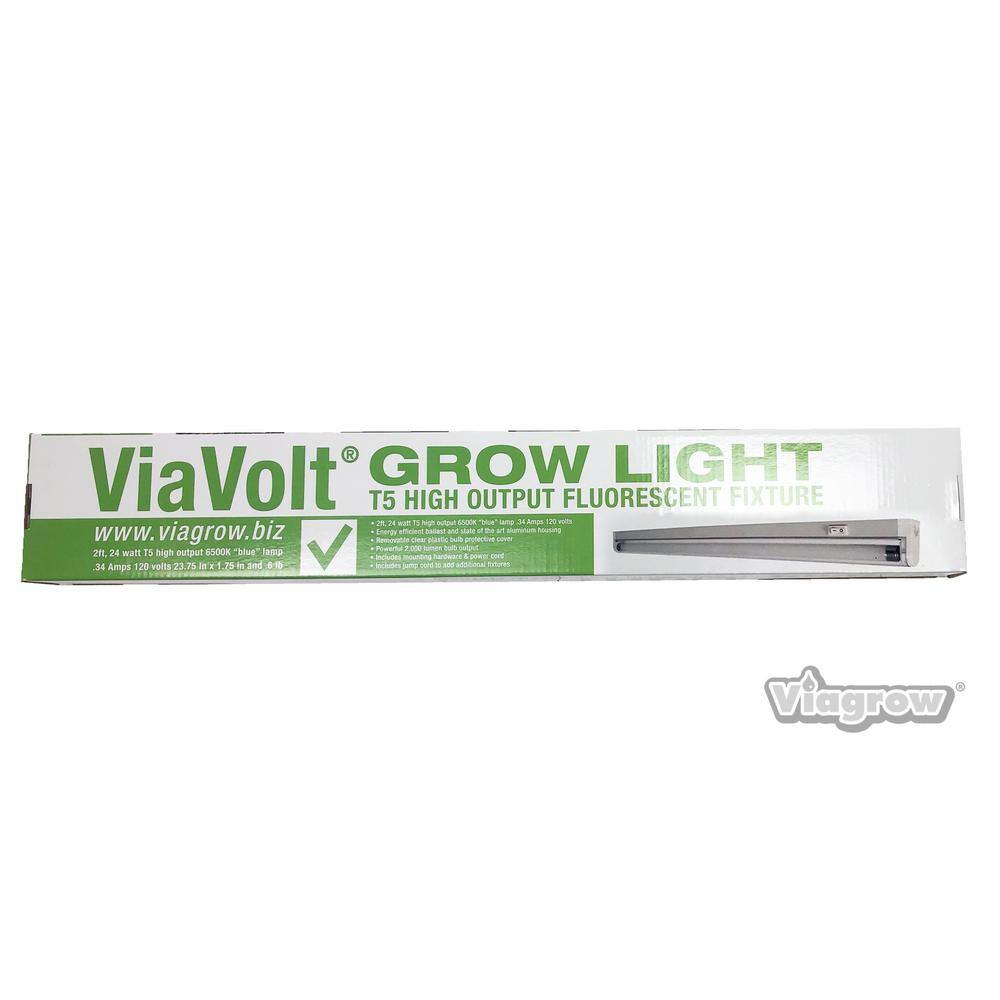 ViaVolt 2 ft. T5 1-Bulb High Output 24-Watt Fluorescent Grow Light Fixture V21