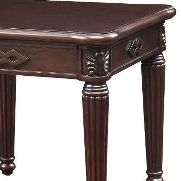 End Table with Traditional Style and Turned Legs， Espresso Brown