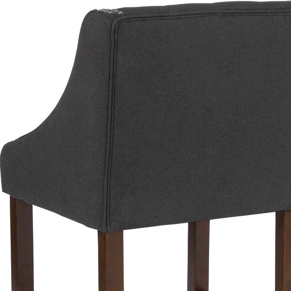 24-inch Transitional Tufted Walnut Counter-height Stool