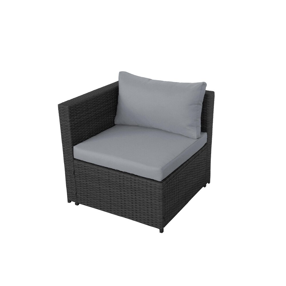 8 Pieces Patio Furniture Outdoor Sectional Wicker Rattan Sofa Set with Removable Cushion  Flip Top Storage Box and Ottoman