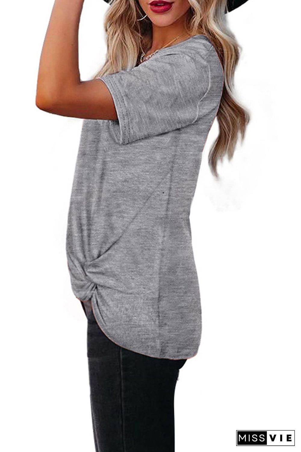 Criss-Cross Twisted Short Sleeves Tee Wholesale