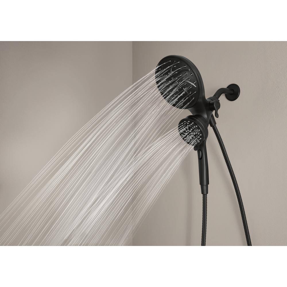 MOEN Attract Magnetix 6-Spray Patterns with 1.75 GPM 6.75 in. Wall Mount Dual Shower Heads and Handheld in Matte Black 26008BL