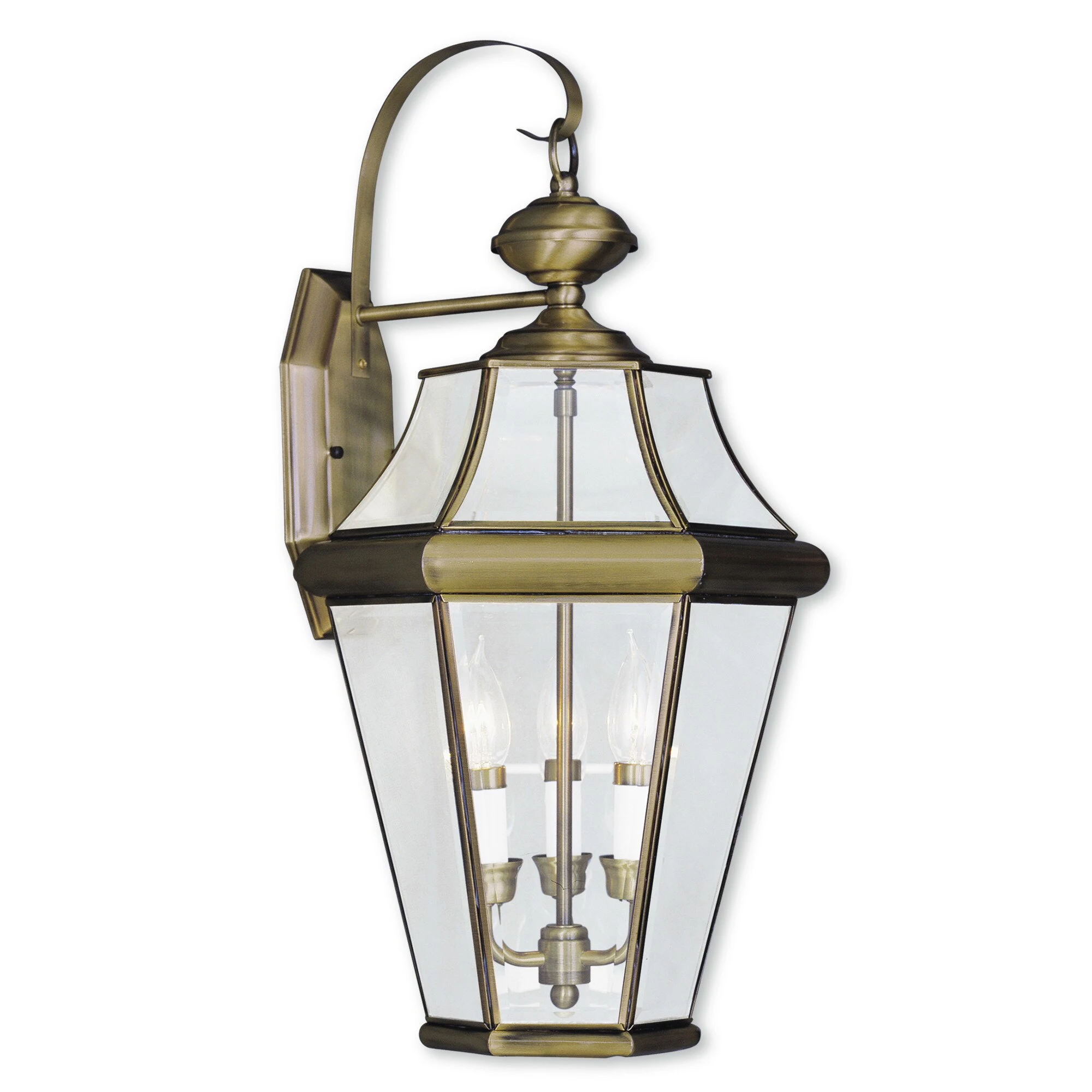 Livex Lighting Georgetown Gold Brass 3-light Outdoor Wall Lantern Shopping - The Best Deals on Outdoor Wall Lanterns | 18909443