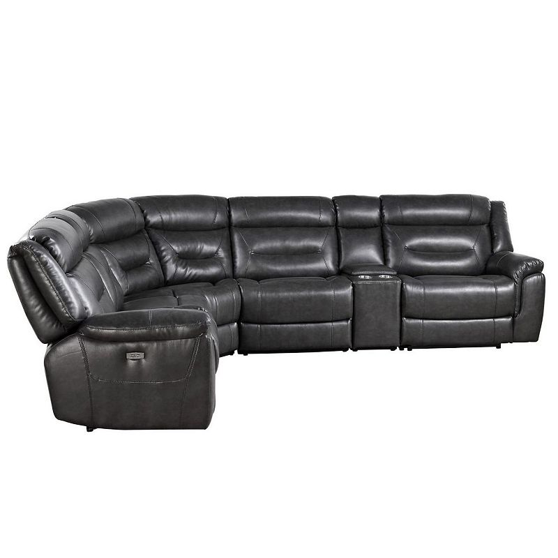 F.c Design Leather-aire Sectional Reclining Sofa Power Motion