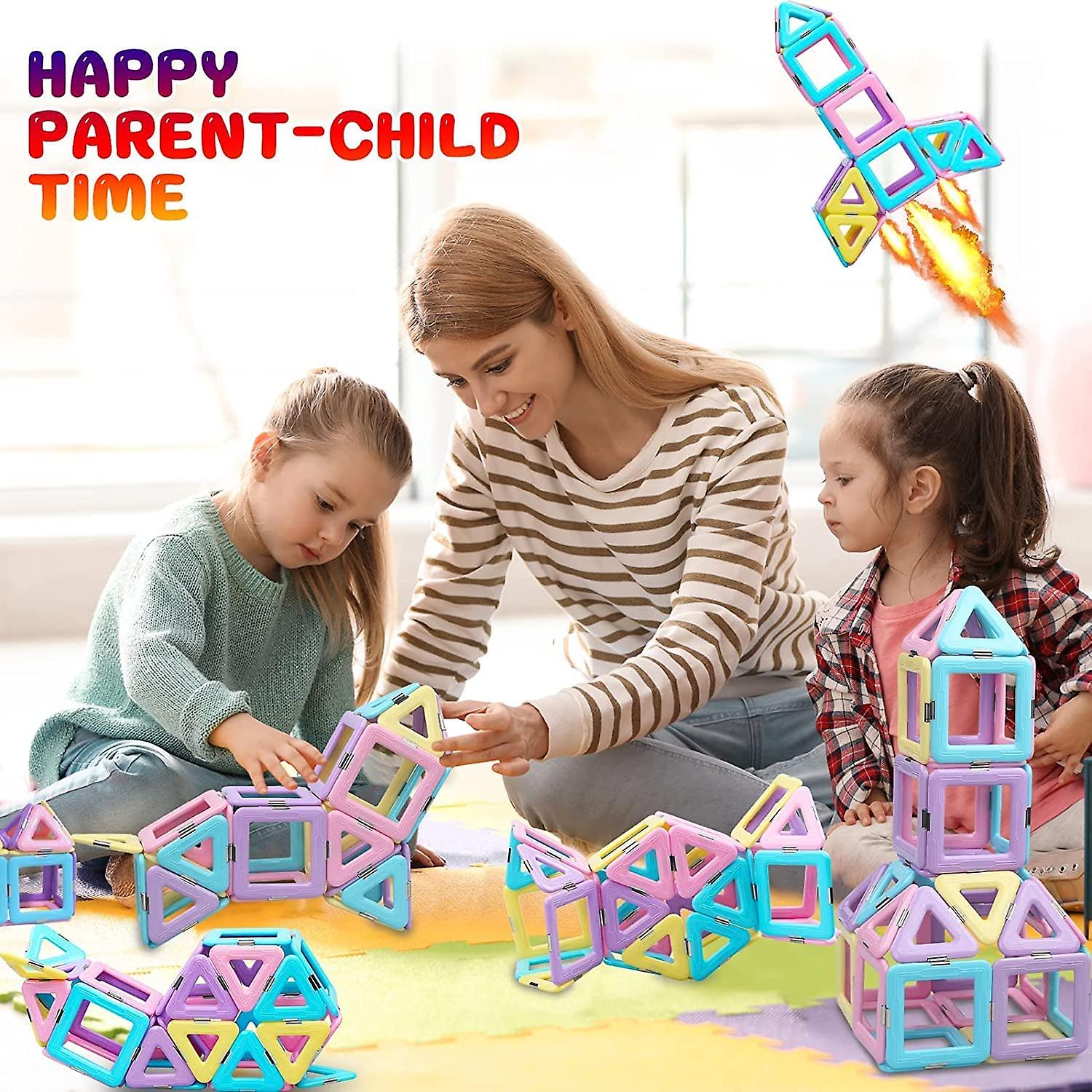 38pcs Magnetic Building Blocks Magnetic Tiles Educational Magnet Toys For Kids Learning Development Construction Set Christmas Birthday Gifts For Girl