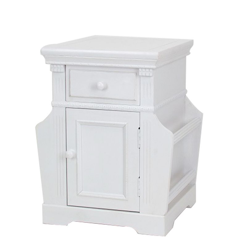 Transitional Magazine Cabinet with 1 Drawer and 1 Cabinet， White