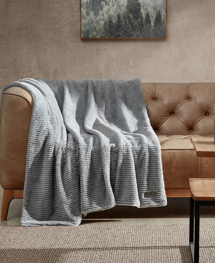 Eddie Bauer Solid Ribbed Super Soft Textured Throw Blanket