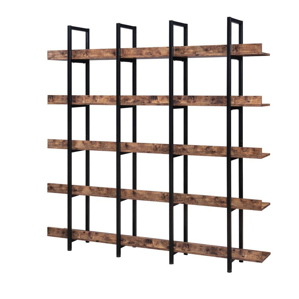 Asucoora Giltner 71 in.Brown Metal 5-Shelf Etagere Bookcase.with Open Back NYZWJ004-BR