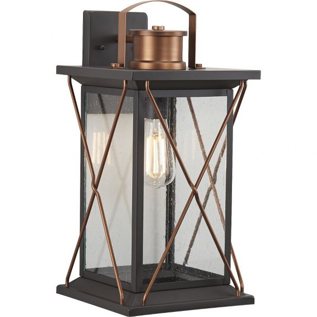 Progress Lighting Barlowe 1 light Outdoor Wall Lantern In Antique Bronze With Clear Seeded Glass