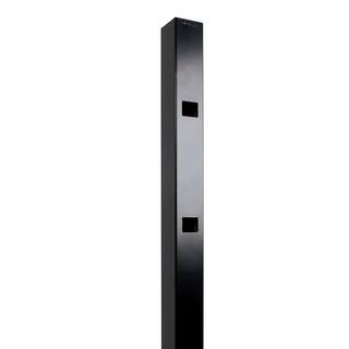 FORTRESS Athens 2 in. x 2 in. x 6 ft. Gloss Black Aluminum Flat Top and Bottom Design Fence End Post 4032072442M