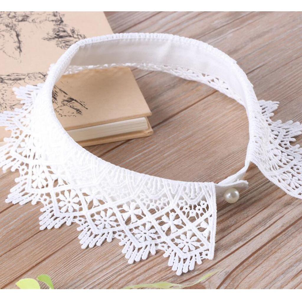 Womens Detachable Lace Faux Fake Collars Detachable Peter Pan False Choker - Black， As Described