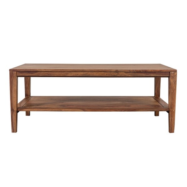 Porter Designs Fall River Solid Sheesham Wood Coffee Table， Natural