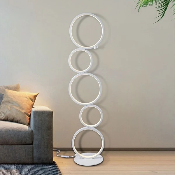 35.5'' White 5 Rings Standing LED Floor Lamp