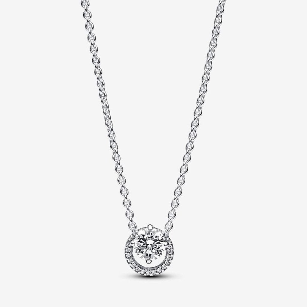 PANDORA  Sparkling Round Halo Pendant Collier Necklace - Sterling Silver