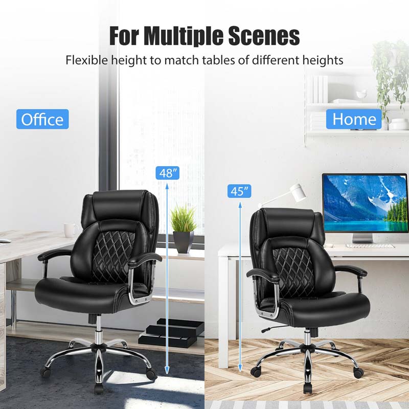 500 LBS Big & Tall Office Chair, Extra Wide Seat Leather Executive Chair, Height Adjustable Swivel Computer Desk Chair