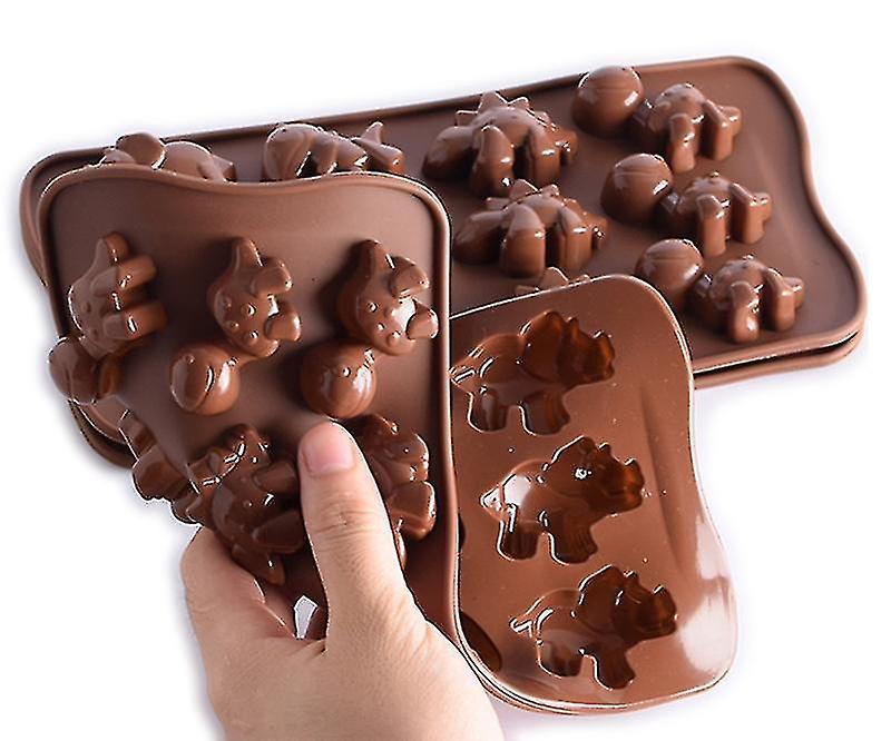 4 Packs 12-cavity Dinosaur Chocolate Mold Non Stick Dinosaur Shape