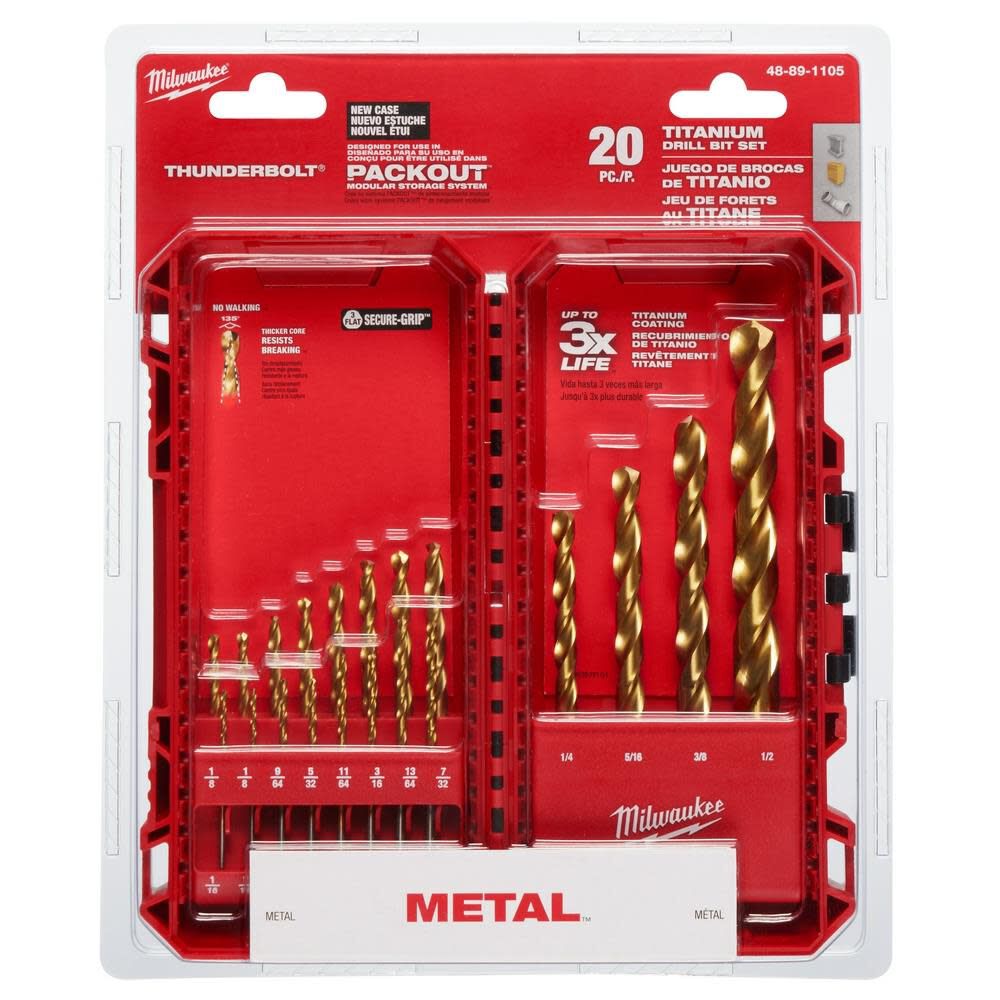 MW Thunderbolt Titanium Coated Drill Bit Set 20pc 48-89-1105 from MW