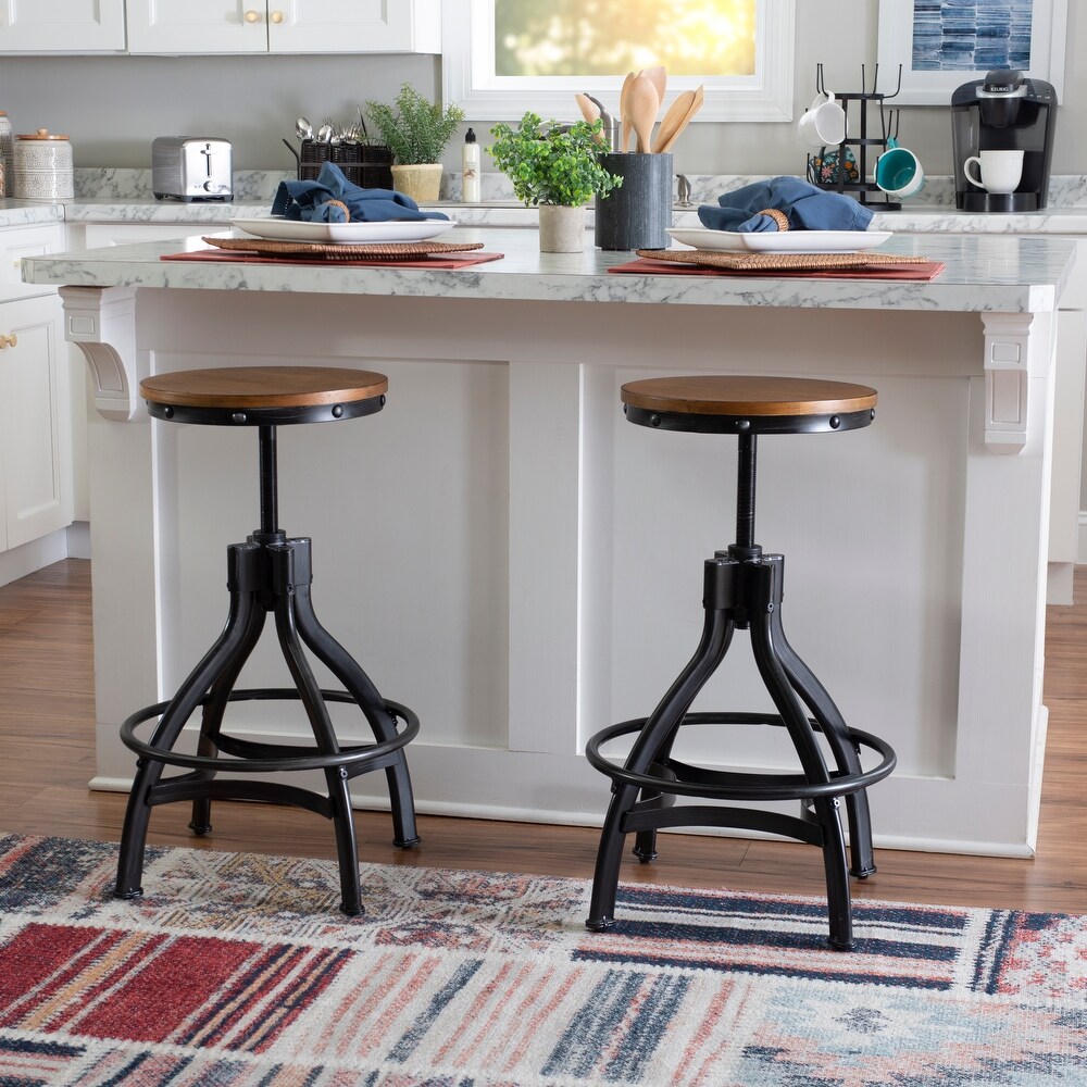 Caverly Backless 24 29 inch Adjustable Height Counter Stool (Set of 2)