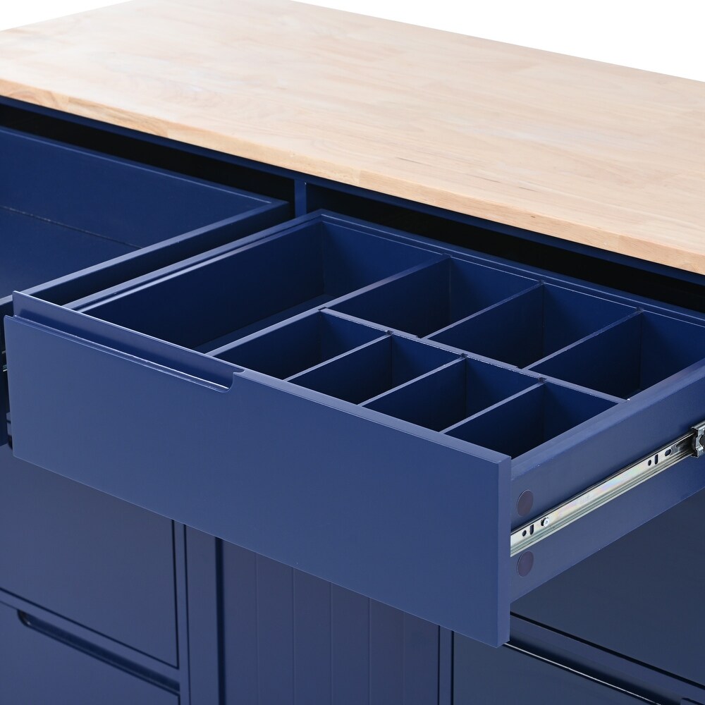 Kitchen Islands w/ Blue Flatware Organizer Movable Storage Organizer