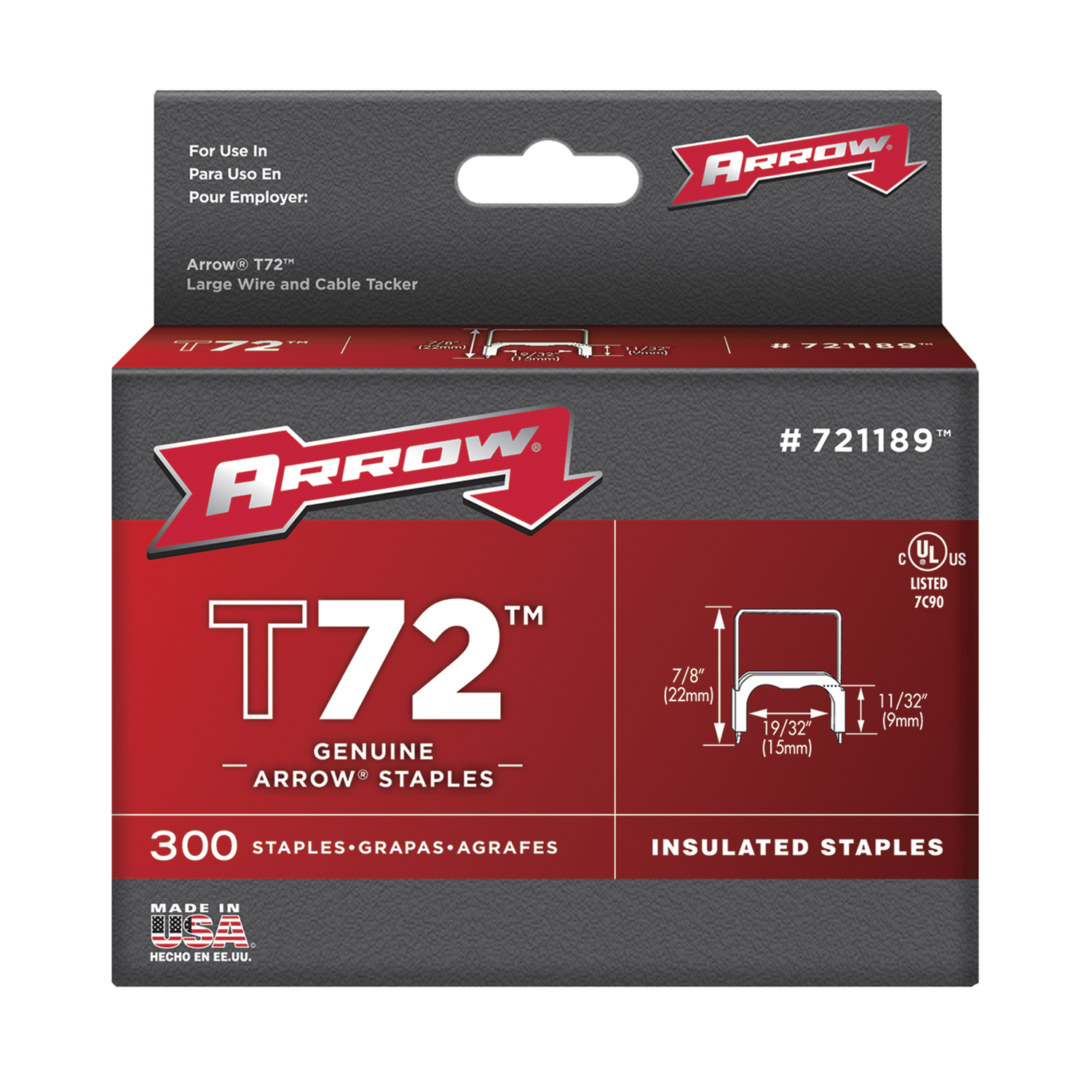 Arrow T72 19/32 in. W X 7/8 in. L 15 Ga. Wide Crown Insulated Staples 300 pk