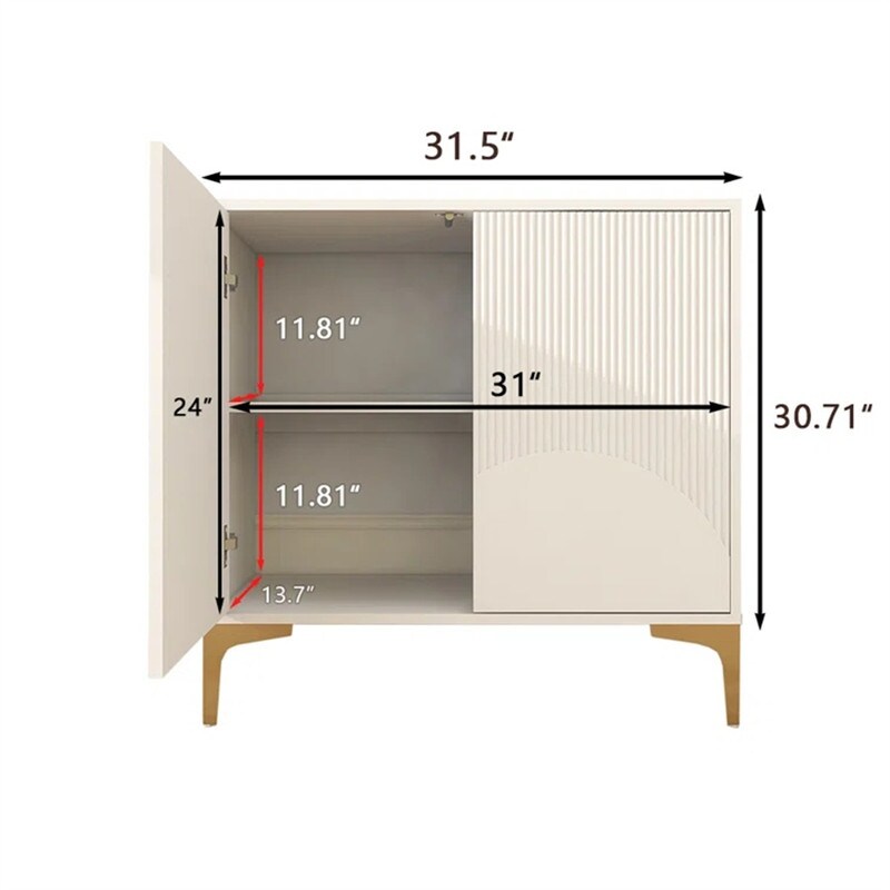 Modern Storage Cabinet with 2 Doors  Sideboard Buffet Cabinet with Gold Metal Legs  Accent Entryway Table