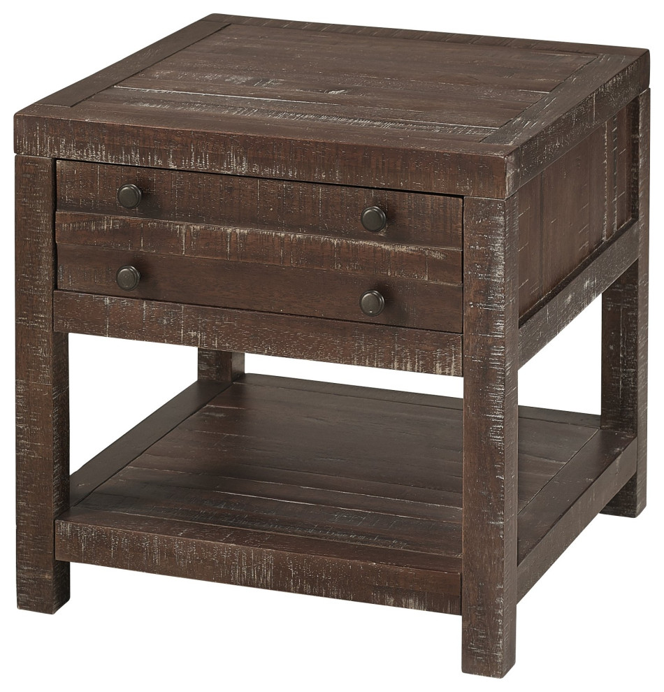 Tempton Rustic Country End Table in Coffee Brown   Transitional   Side Tables And End Tables   by AMOC  Houzz