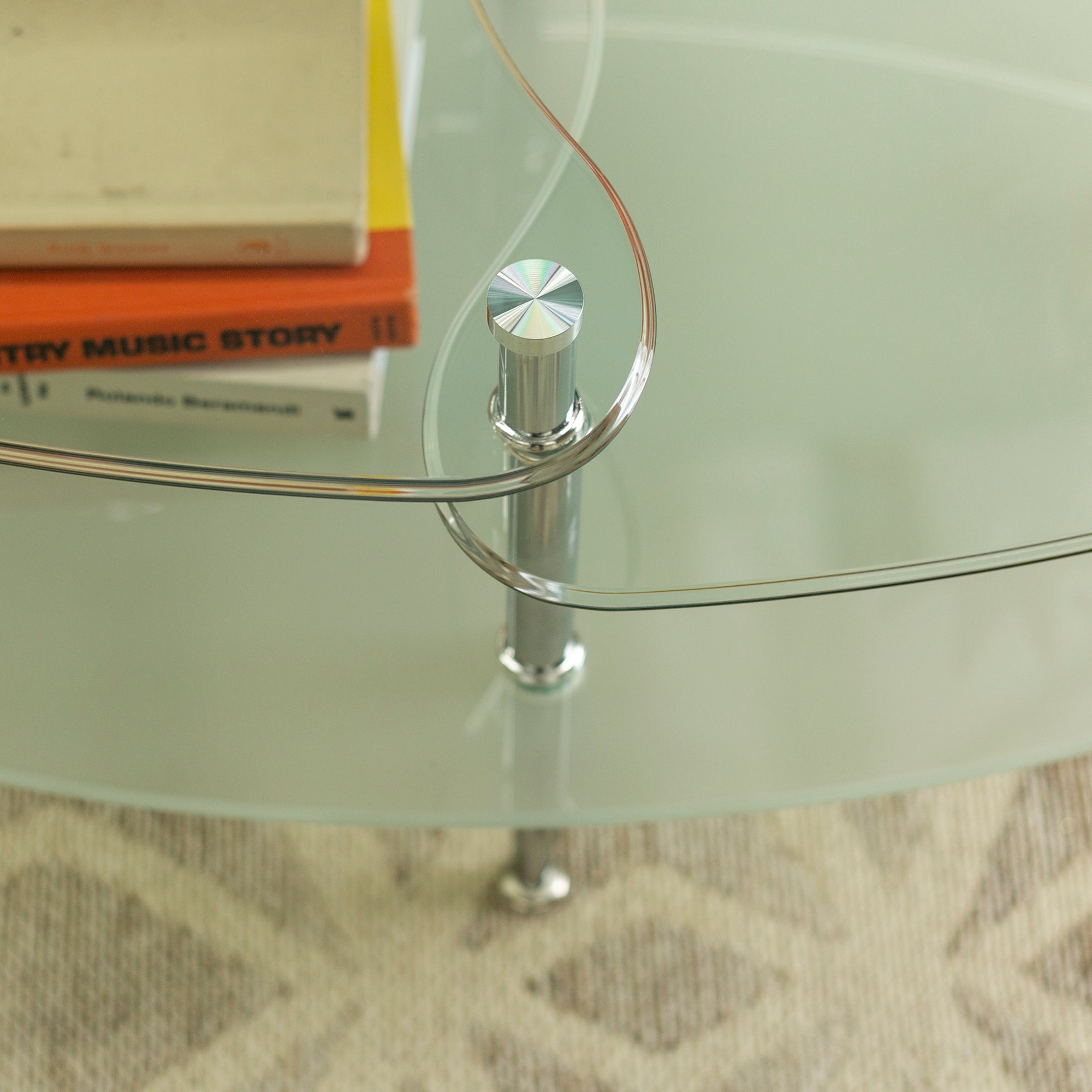 Walker Edison Mid-Century Modern 2-Tier Glass Coffee Table