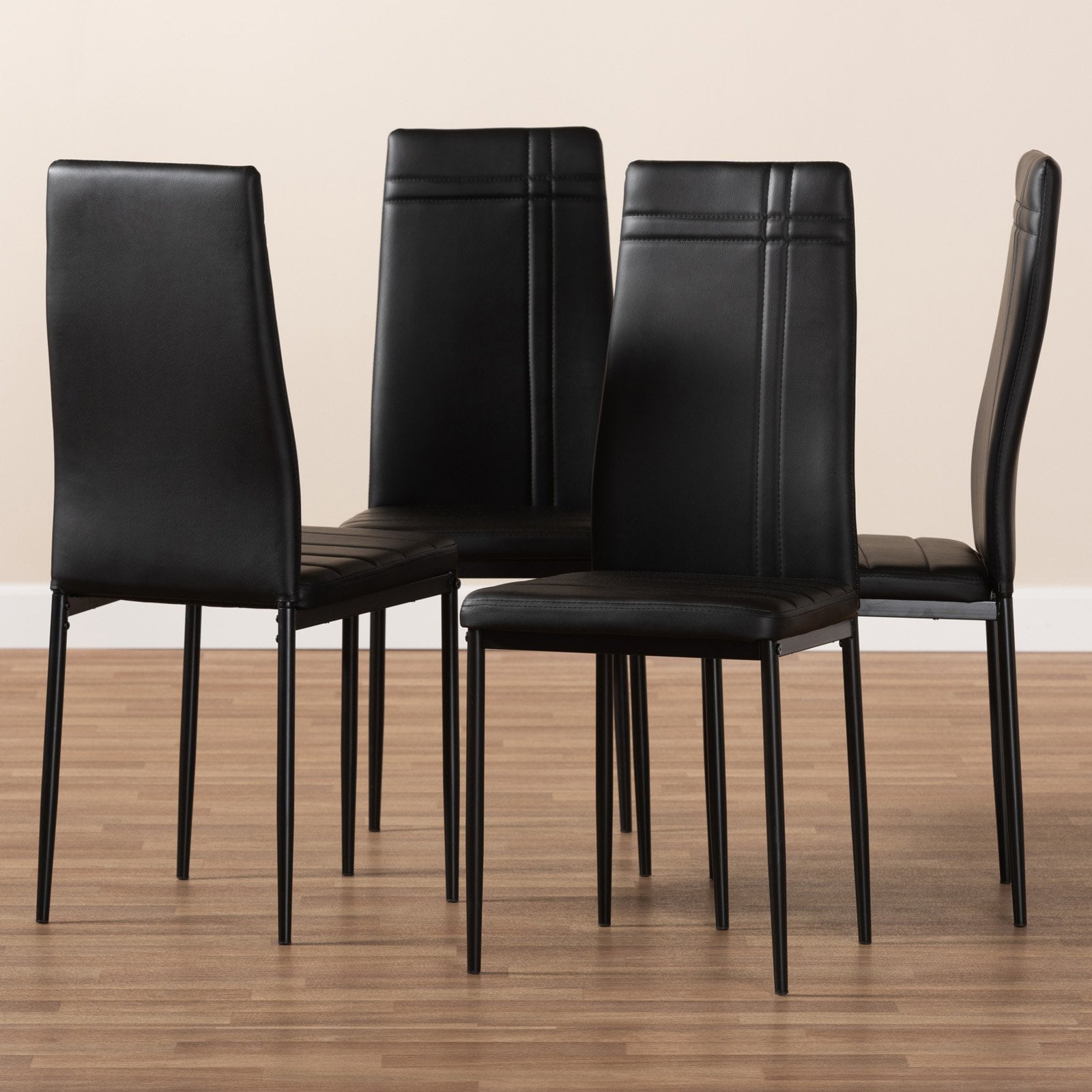 Baxton Studio Matiese Faux Leather High Back Dining Side Chair - Set of 4