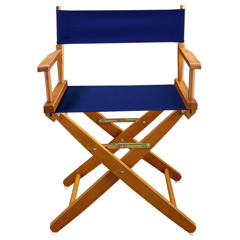 American Trails 18 in. Seat Height Extra-Wide Mission Oak FrameRoyal Blue Canvas New Solid Wood Folding Chair Set of 1 N206-04032-13