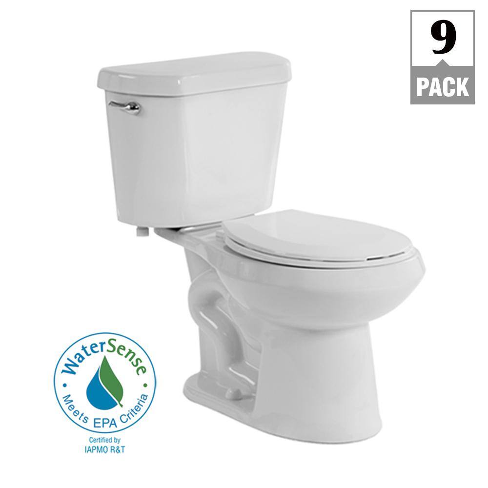 Glacier Bay 2-Piece 1.28 GPF High Efficiency Single Flush Elongated Toilet in White Seat Included (9-Pack) N2428E