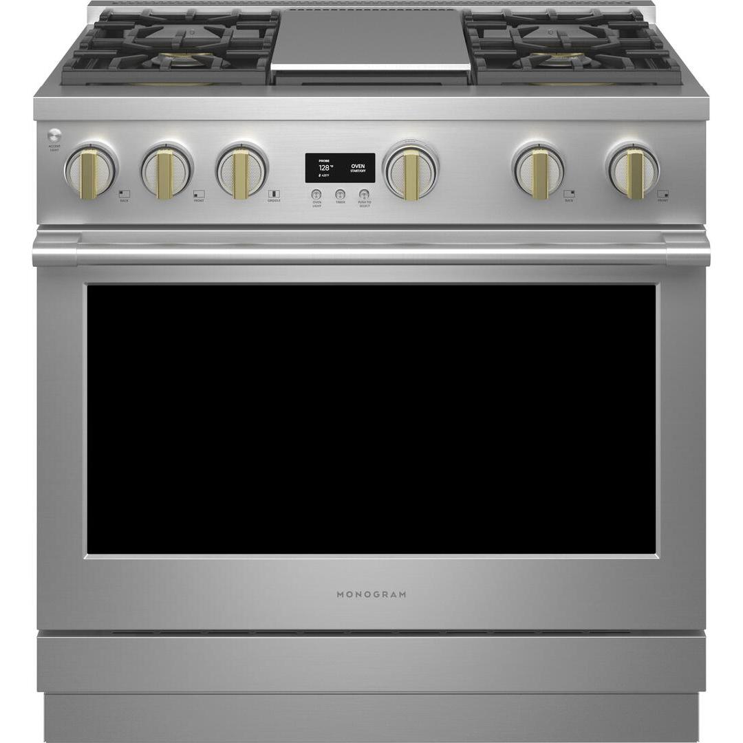 Monogram 36-inch Freestanding Gas Range with Convection Technology ZGP364NDTSS