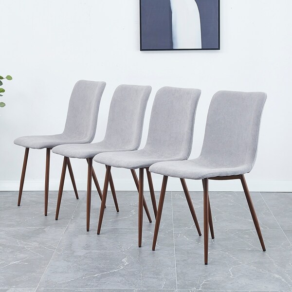 4 Pieces Dining Chair Set， Dining Chair with Metal Legs and Fabtic Cushion