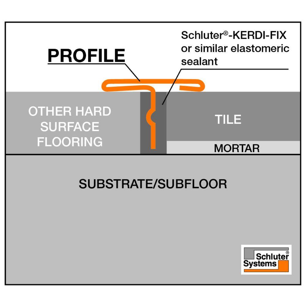 Schluter Systems Reno-T Brushed Stainless Steel 1 in. x 8 ft. 2-12 in. Metal T-Shaped Tile Edging Trim T925EB