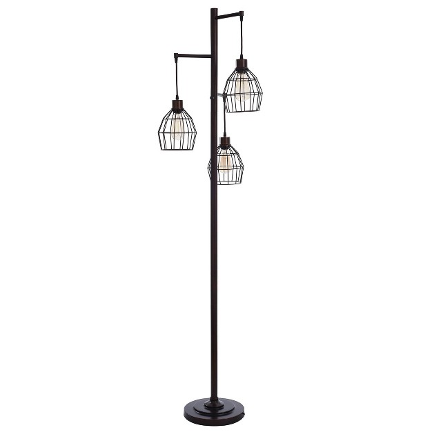 Madison Metal Three Pendant Floor Lamp Bronze With Cage Shade Stylecraft