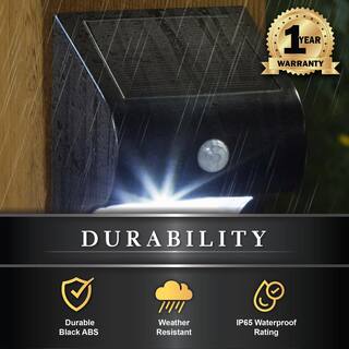 CLASSY CAPS 4 in. x 4 in. Solar Battery Black Integrated LED Motion Sensing Deck Post Light (2-Pack) SL133