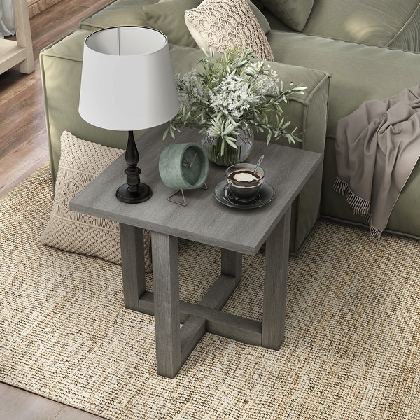 Furniture of America Donware Rustic Light Grey 24-inch Side Table