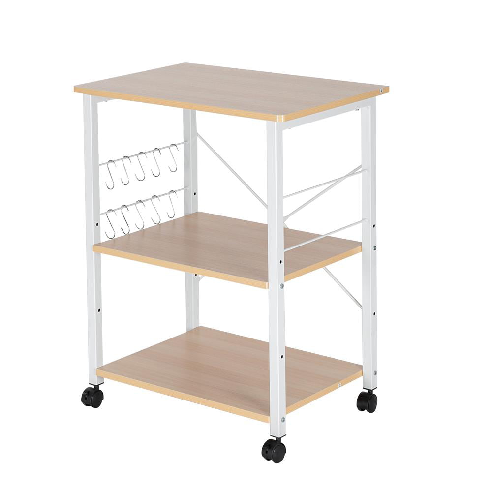 UBesGoo 3-Layer Kitchen Microwave Oven Stand Cart, Rolling Bakers Rack Kitchen Utility Storage Serving Cart, Kitchen Island Cart for Kitchen