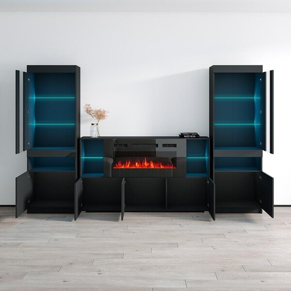 Komi 03 Electric Fireplace Modern Wall Unit Entertainment Center