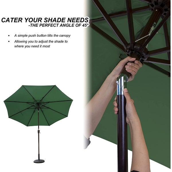 10FT Patio Umbrella Table Market Umbrella with Push Button Tilt， Polyester Canopy Shade - Overstock - 34180980