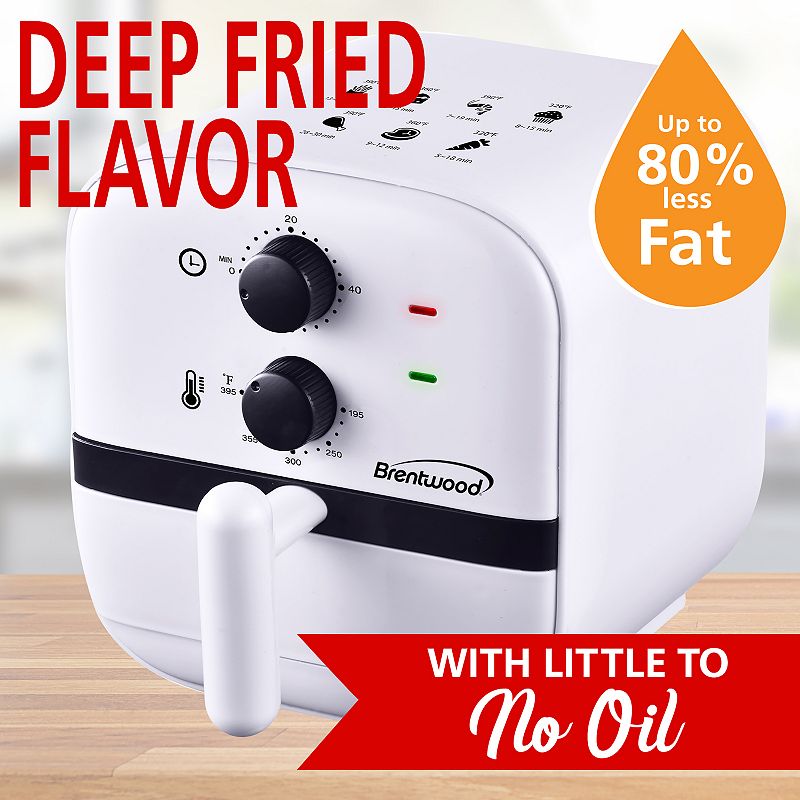 Brentwood 1 Quart Small Electric Air Fryer with 60min Timer and Temp Control- White