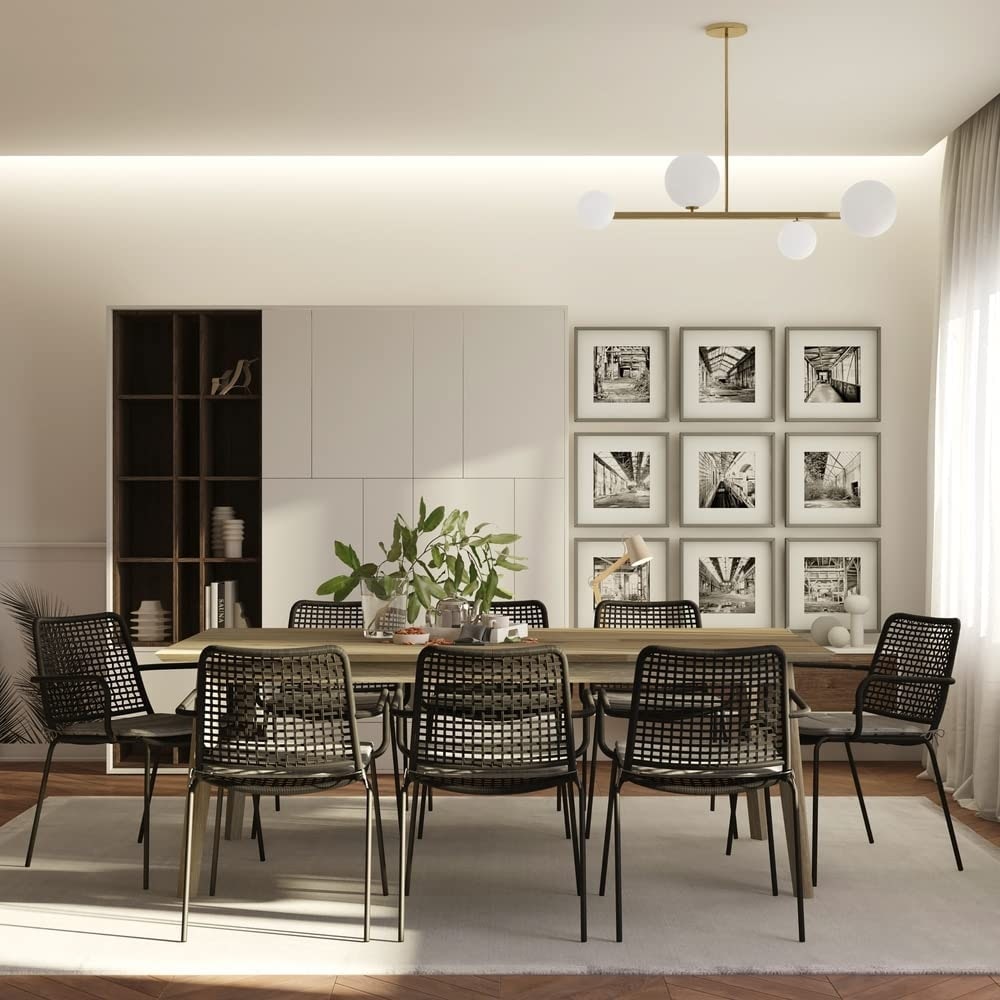 Midtown Concept Oak Candes Indoor Dining Room Set Beige Kitchen Table with Dark Grey Dining Chairs